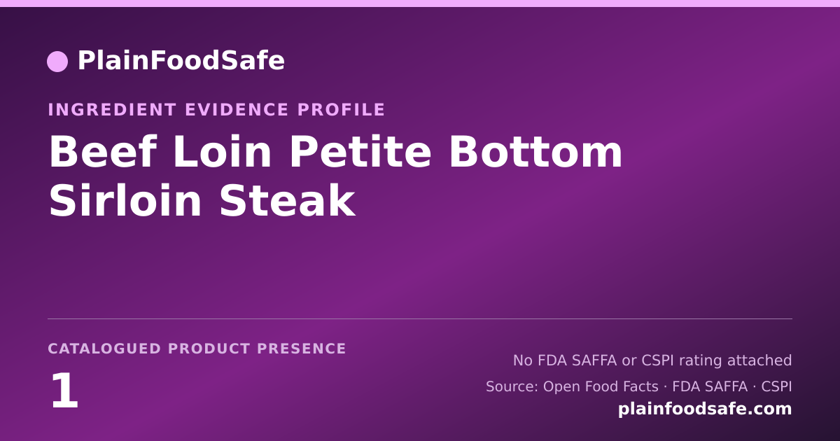 Share card for Beef Loin Petite Bottom Sirloin Steak Food Ingredient Evidence Profile