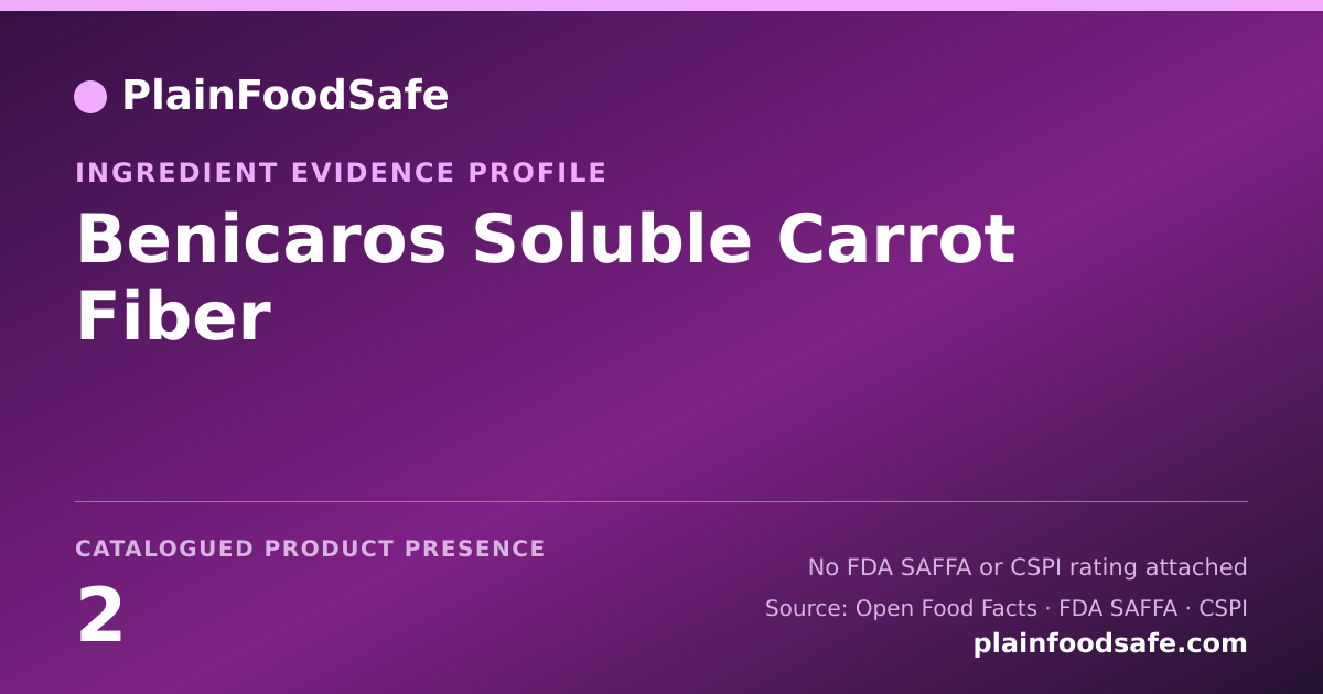 Share card for Benicaros Soluble Carrot Fiber Food Ingredient Evidence Profile