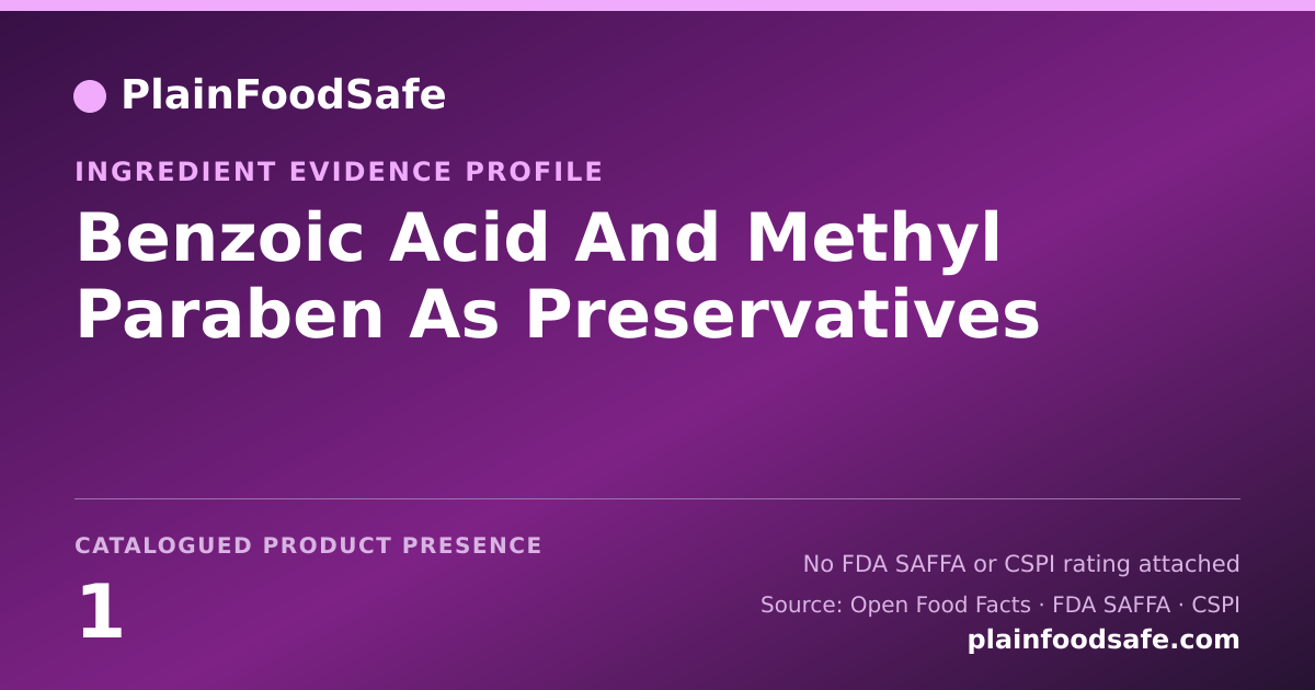 Share card for Benzoic Acid And Methyl Paraben As Preservatives Food Ingredient Evidence Profile