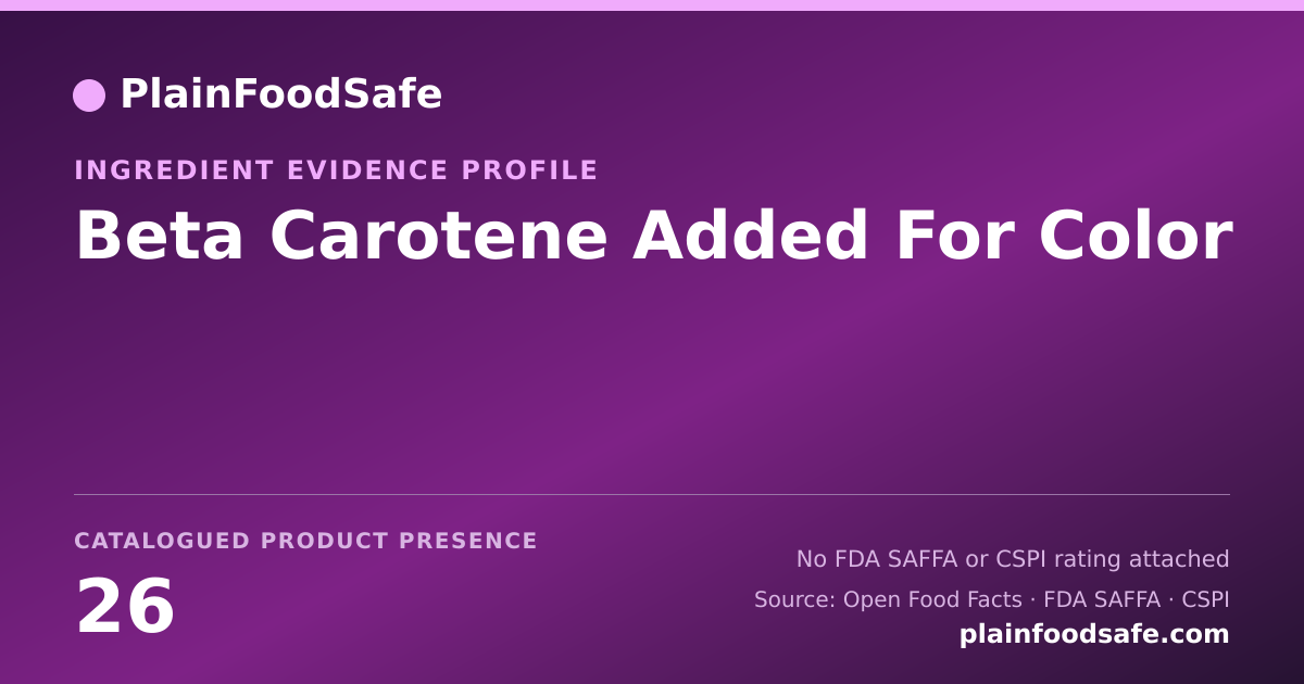Share card for Beta Carotene Added For Color Food Ingredient Evidence Profile