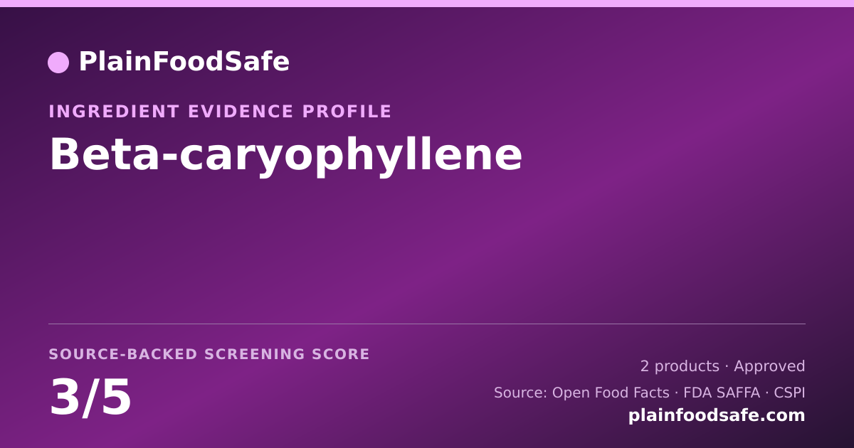 Share card for Beta-caryophyllene Food Ingredient Evidence Profile
