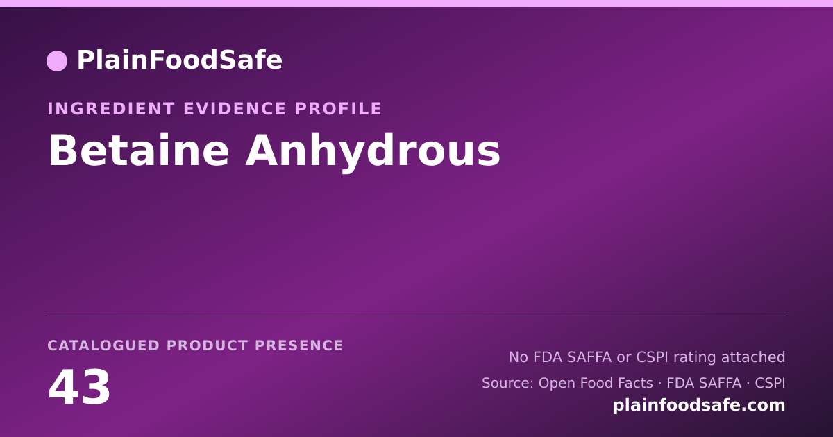 Share card for Betaine Anhydrous Food Ingredient Evidence Profile