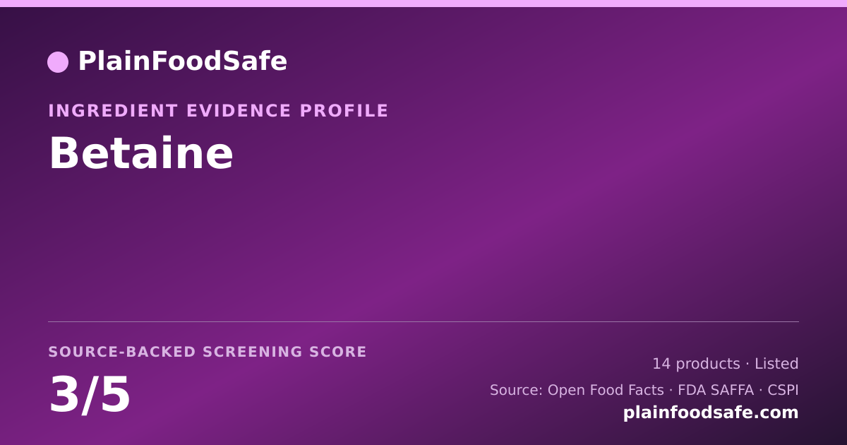 Share card for Betaine Food Ingredient Evidence Profile