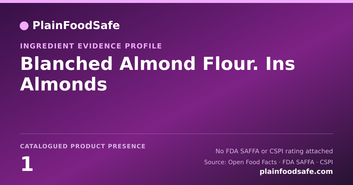 Share card for Blanched Almond Flour. Ins Almonds Food Ingredient Evidence Profile