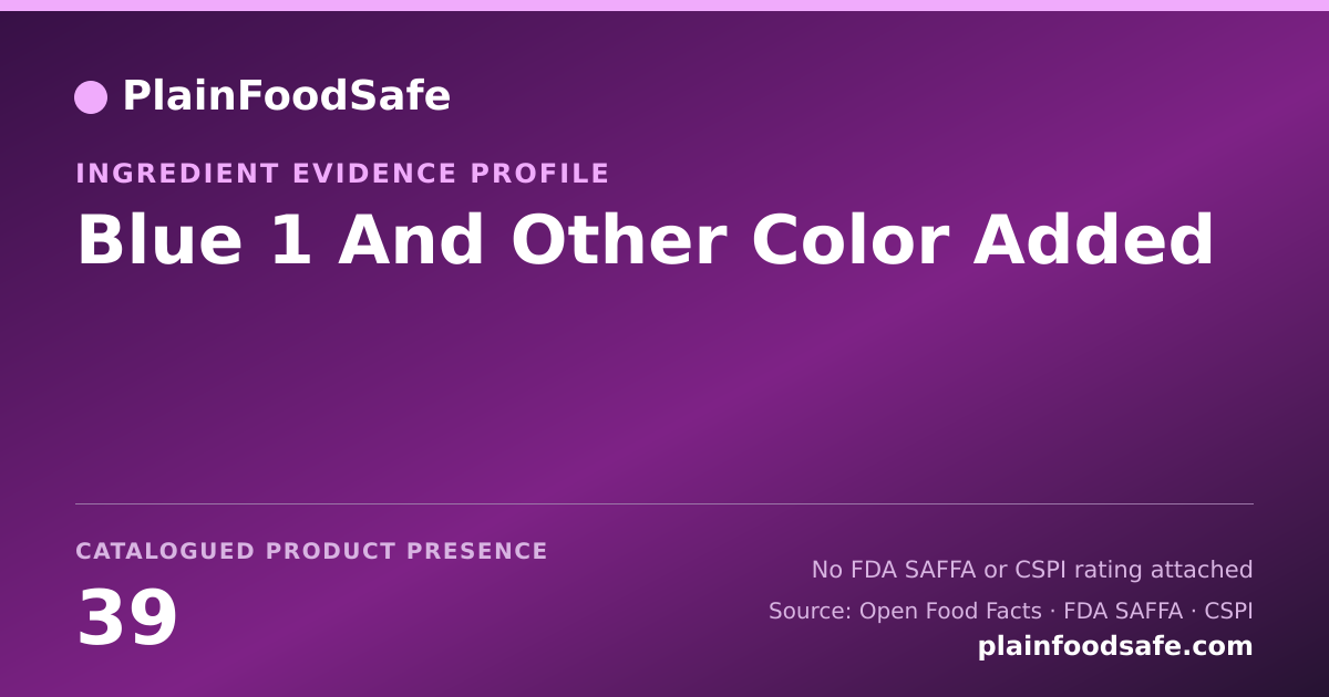 Share card for Blue 1 And Other Color Added Food Ingredient Evidence Profile