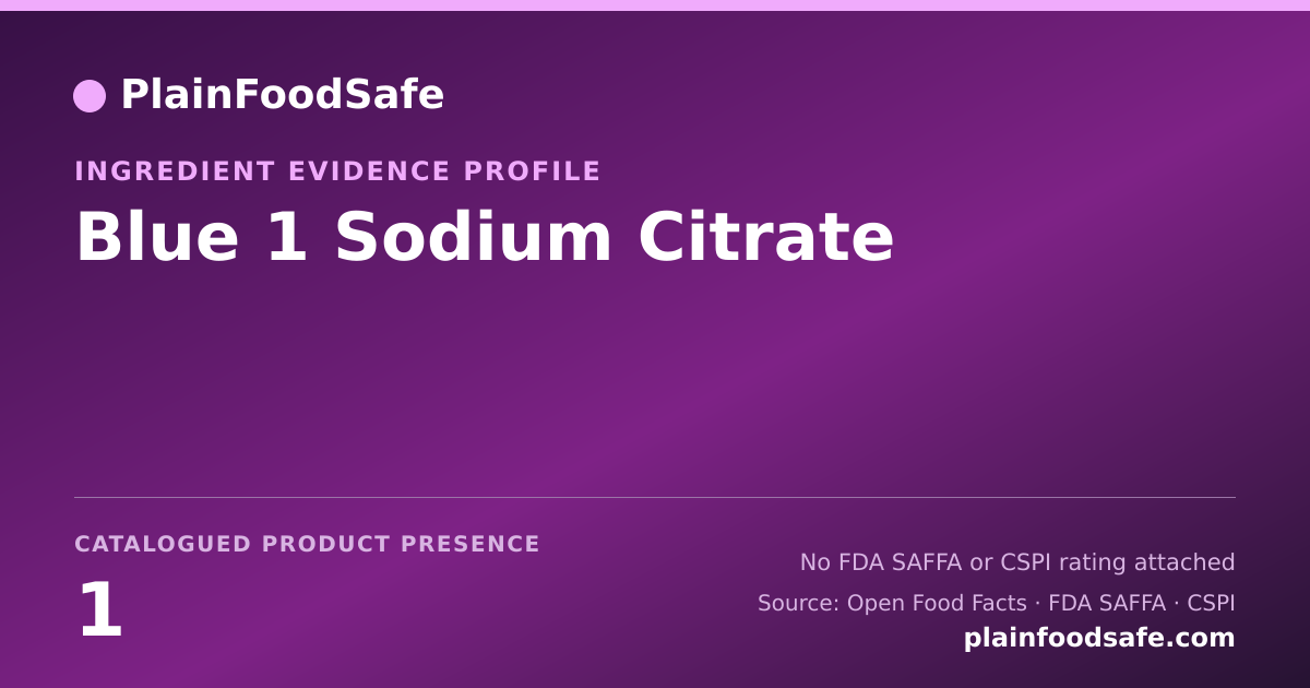 Share card for Blue 1 Sodium Citrate Food Ingredient Evidence Profile