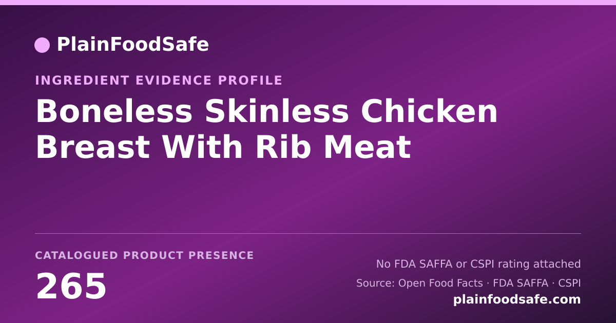 Share card for Boneless Skinless Chicken Breast With Rib Meat Food Ingredient Evidence Profile