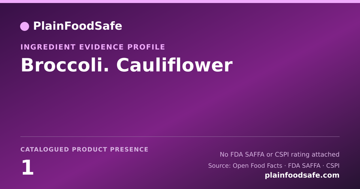 Share card for Broccoli. Cauliflower Food Ingredient Evidence Profile