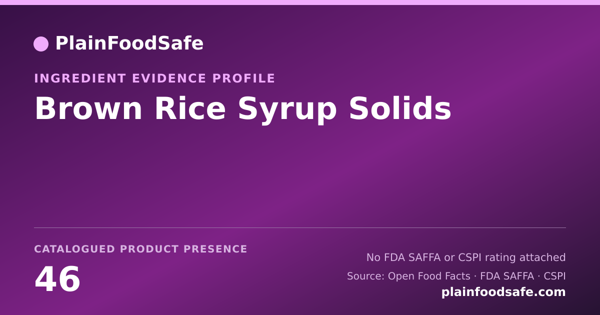 Share card for Brown Rice Syrup Solids Food Ingredient Evidence Profile