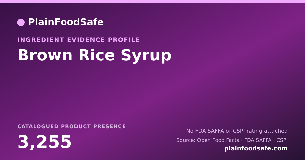 Share card for Brown Rice Syrup Food Ingredient Evidence Profile