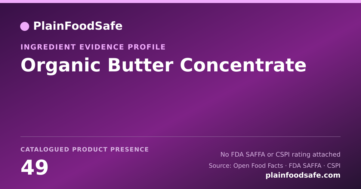 Share card for Organic Butter Concentrate Food Ingredient Evidence Profile