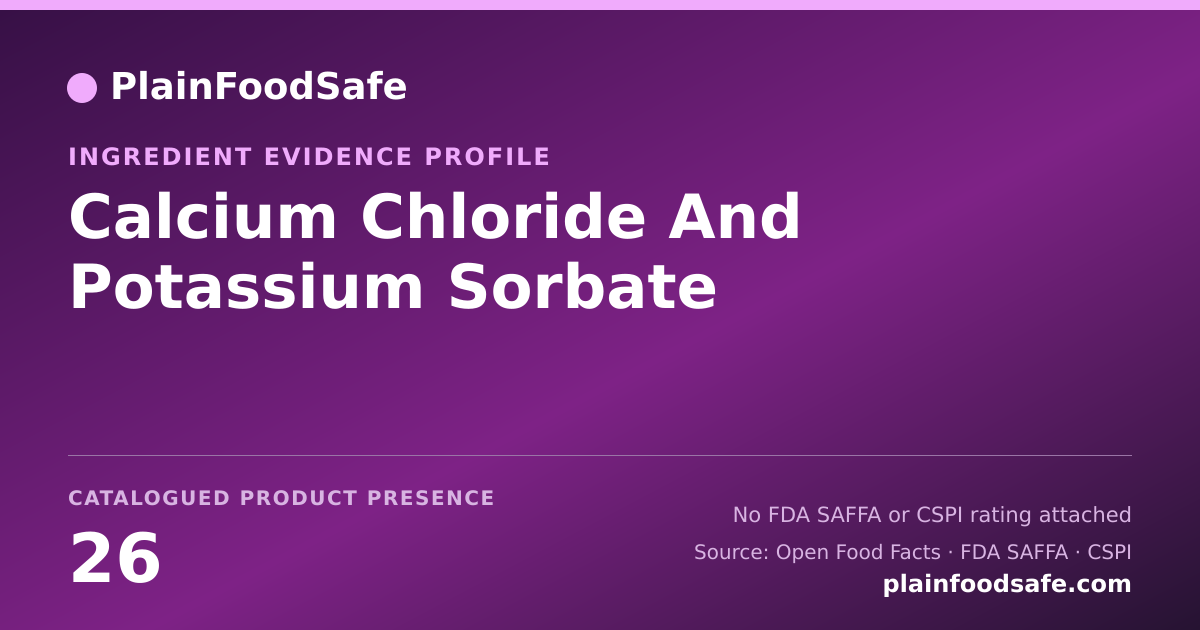 Share card for Calcium Chloride And Potassium Sorbate Food Ingredient Evidence Profile