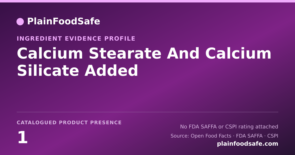 Share card for Calcium Stearate And Calcium Silicate Added Food Ingredient Evidence Profile