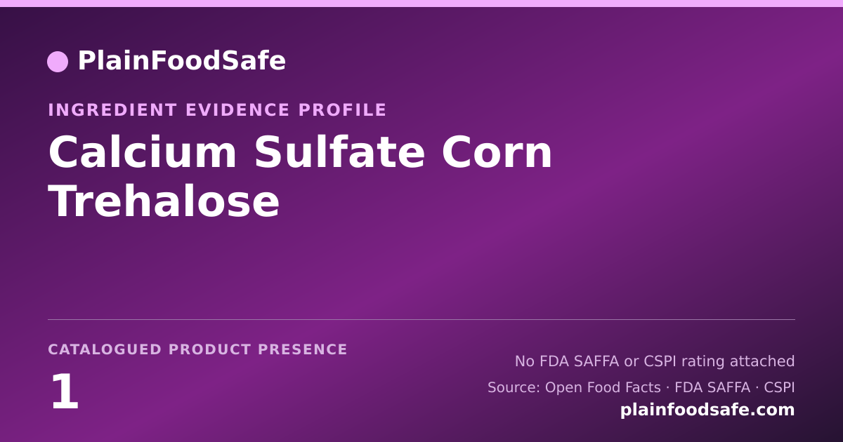 Share card for Calcium Sulfate Corn Trehalose Food Ingredient Evidence Profile