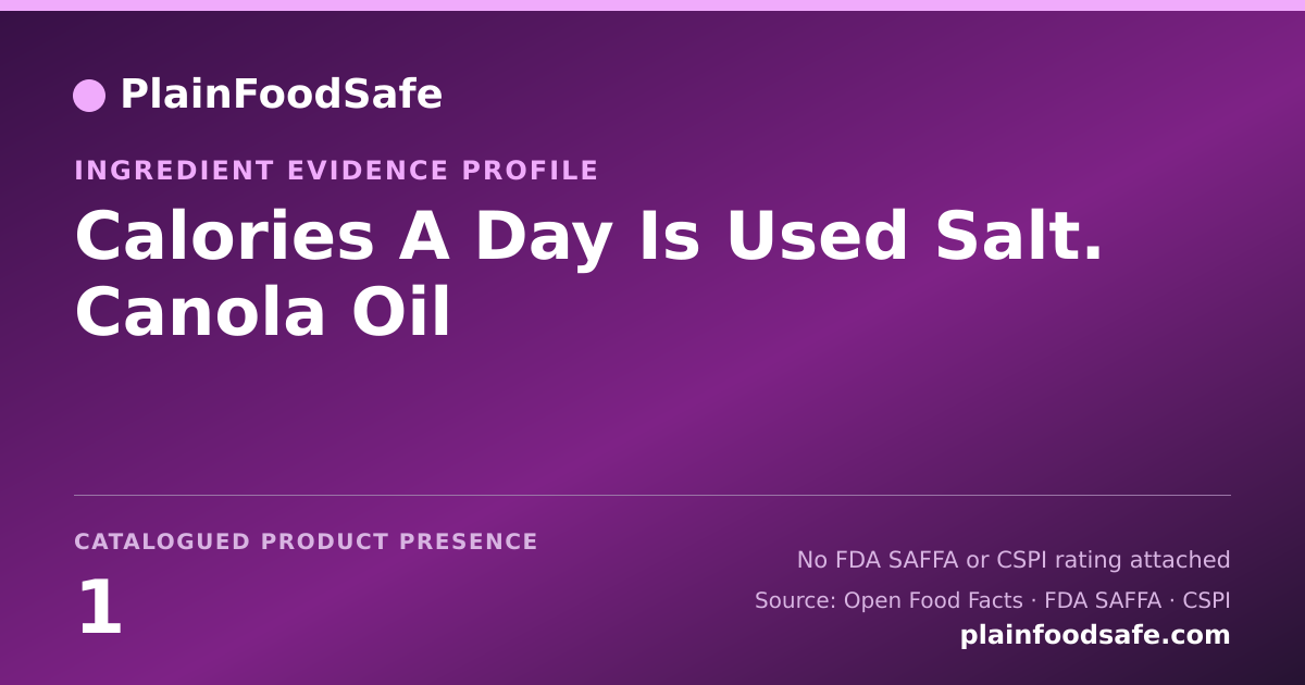 Share card for Calories A Day Is Used Salt. Canola Oil Food Ingredient Evidence Profile