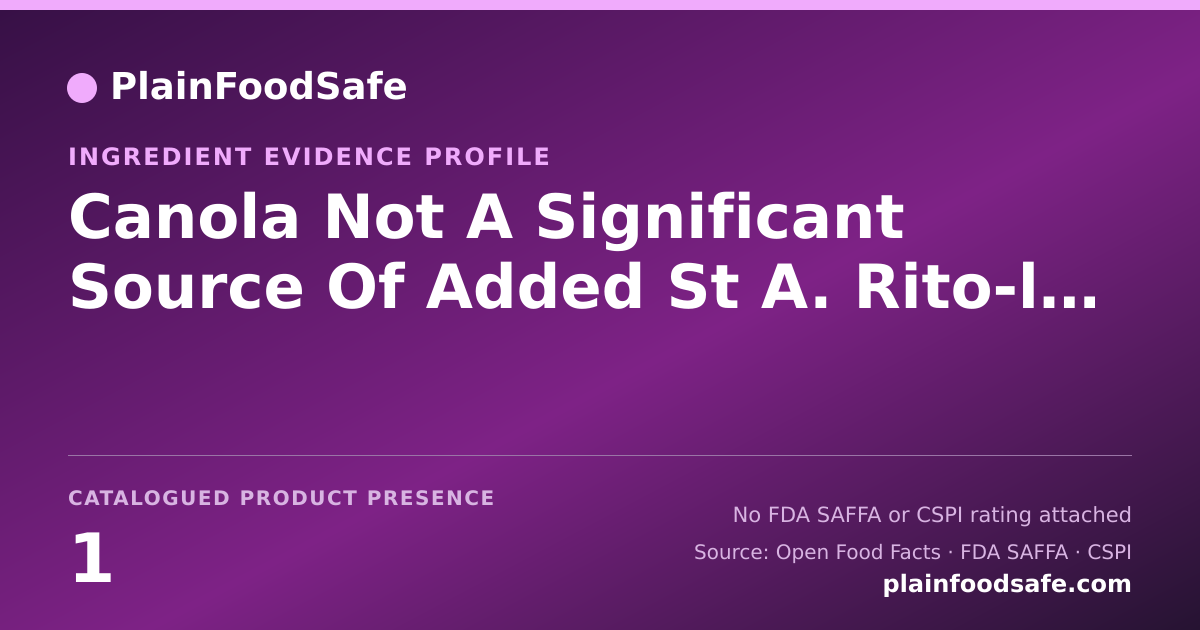 Share card for Canola Not A Significant Source Of Added St A. Rito-lay Food Ingredient Evidence Profile