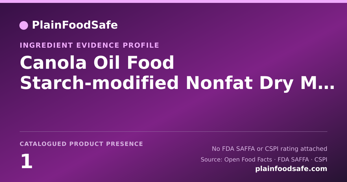 Share card for Canola Oil Food Starch-modified Nonfat Dry Milk Baking Powder Food Ingredient Evidence Profile