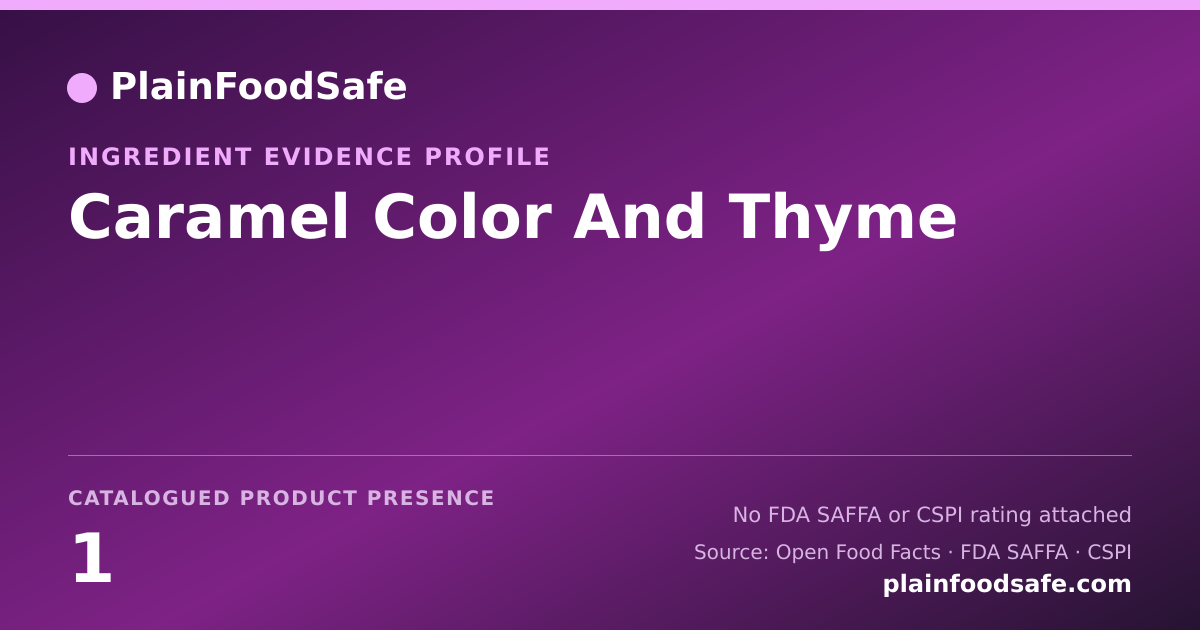 Share card for Caramel Color And Thyme Food Ingredient Evidence Profile