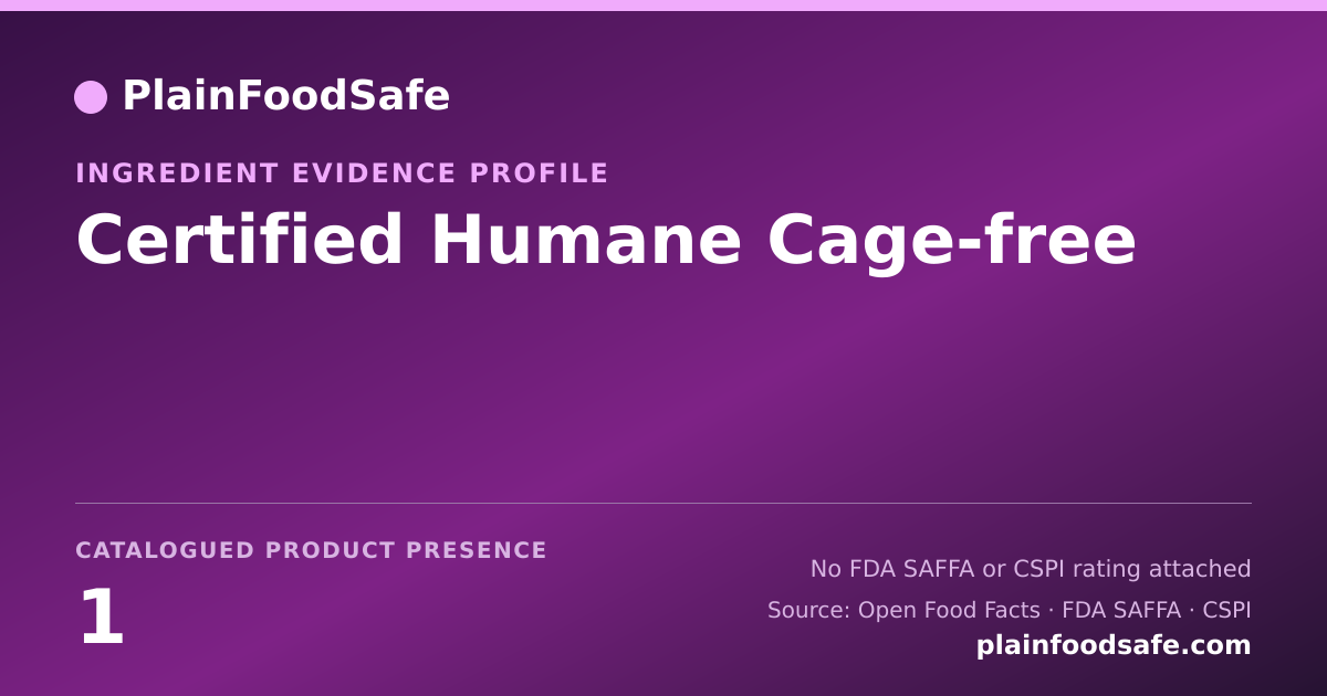 Share card for Certified Humane Cage-free Food Ingredient Evidence Profile