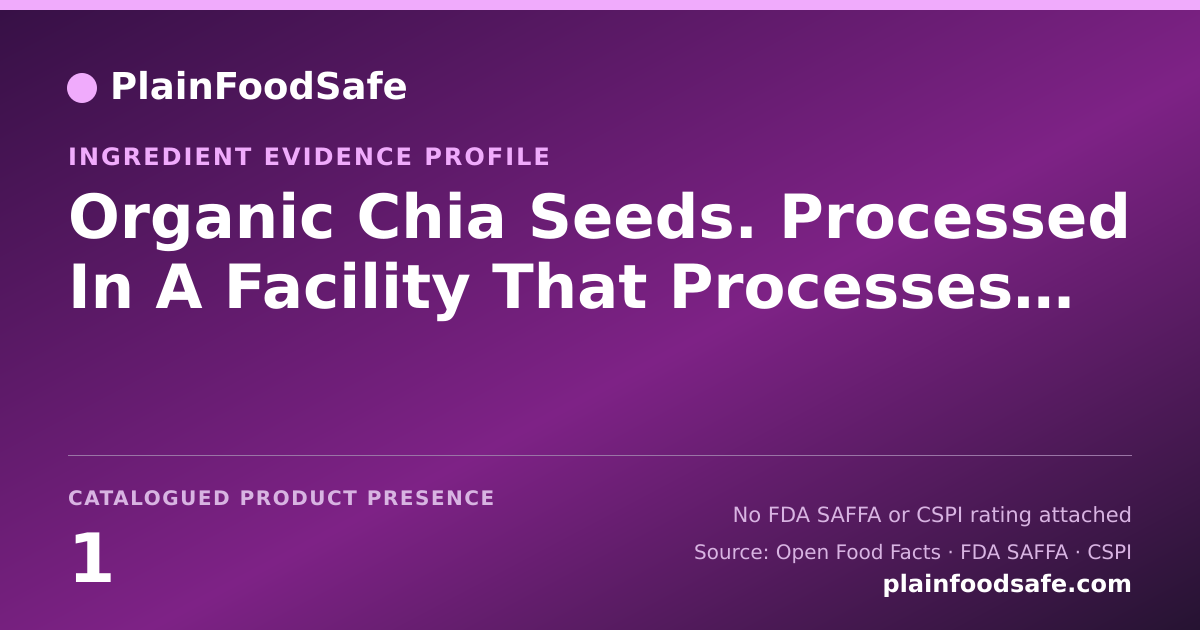 Share card for Organic Chia Seeds. Processed In A Facility That Processes Tree Nuts Food Ingredient Evidence Profile