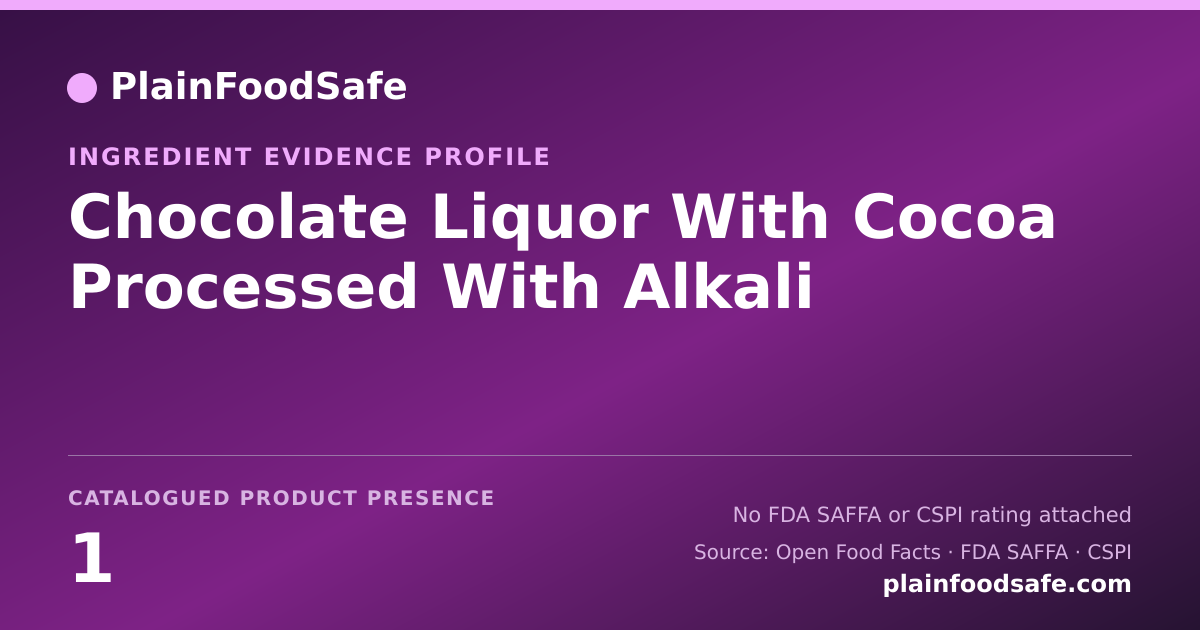 Share card for Chocolate Liquor With Cocoa Processed With Alkali Food Ingredient Evidence Profile