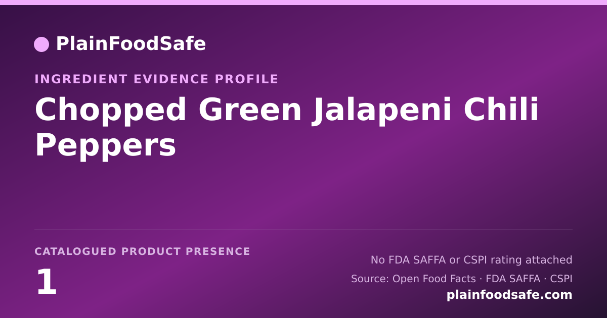 Share card for Chopped Green Jalapeni Chili Peppers Food Ingredient Evidence Profile