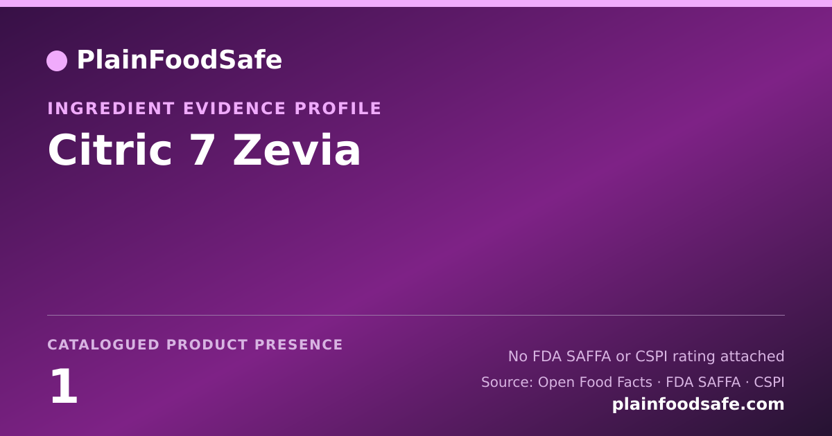 Share card for Citric 7 Zevia Food Ingredient Evidence Profile