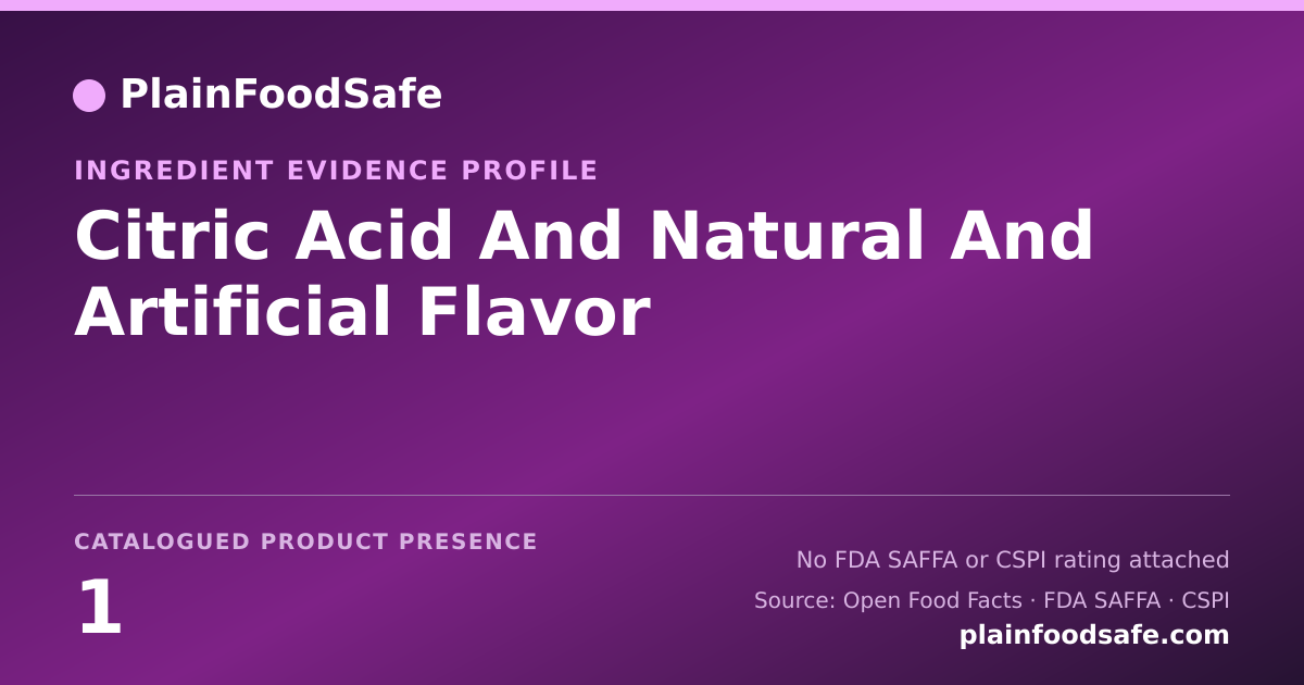 Share card for Citric Acid And Natural And Artificial Flavor Food Ingredient Evidence Profile