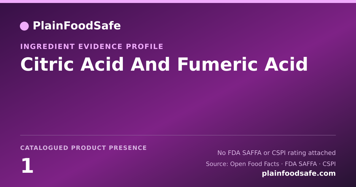 Share card for Citric Acid And Fumeric Acid Food Ingredient Evidence Profile