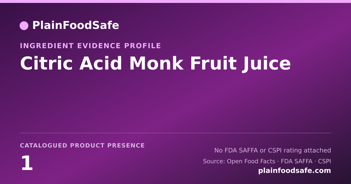 Share card for Citric Acid Monk Fruit Juice Food Ingredient Evidence Profile
