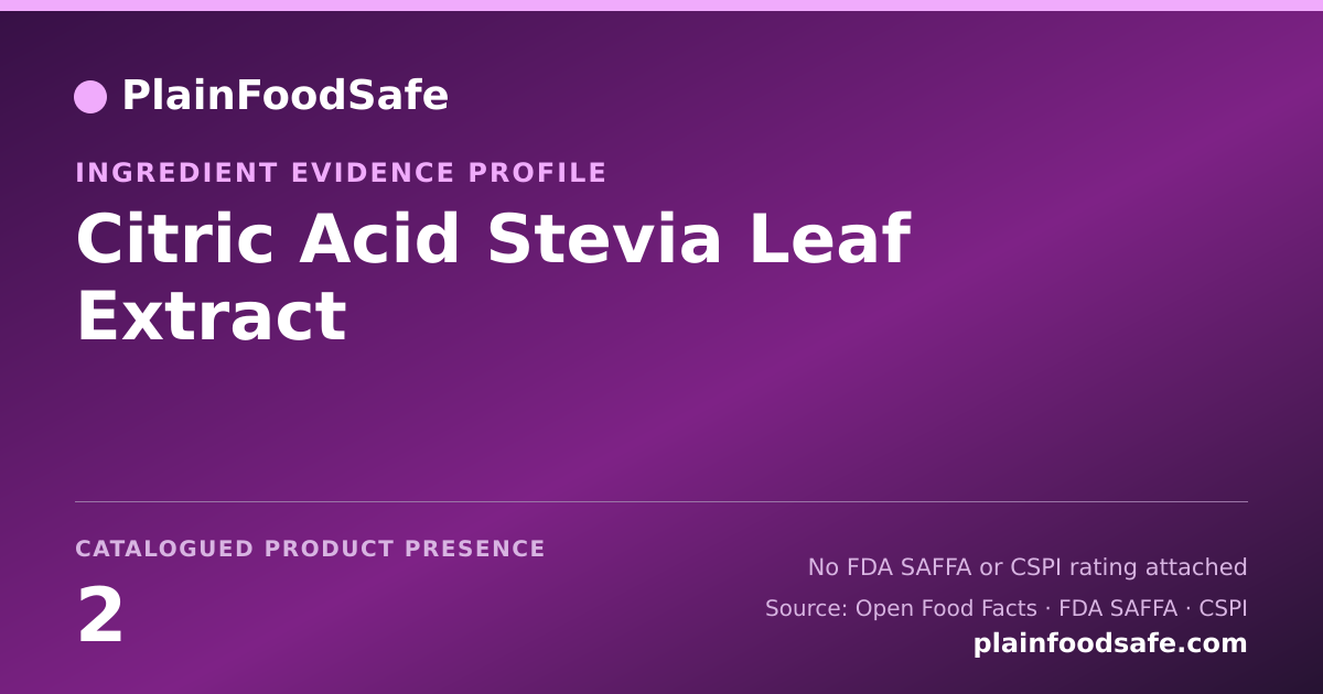 Share card for Citric Acid Stevia Leaf Extract Food Ingredient Evidence Profile