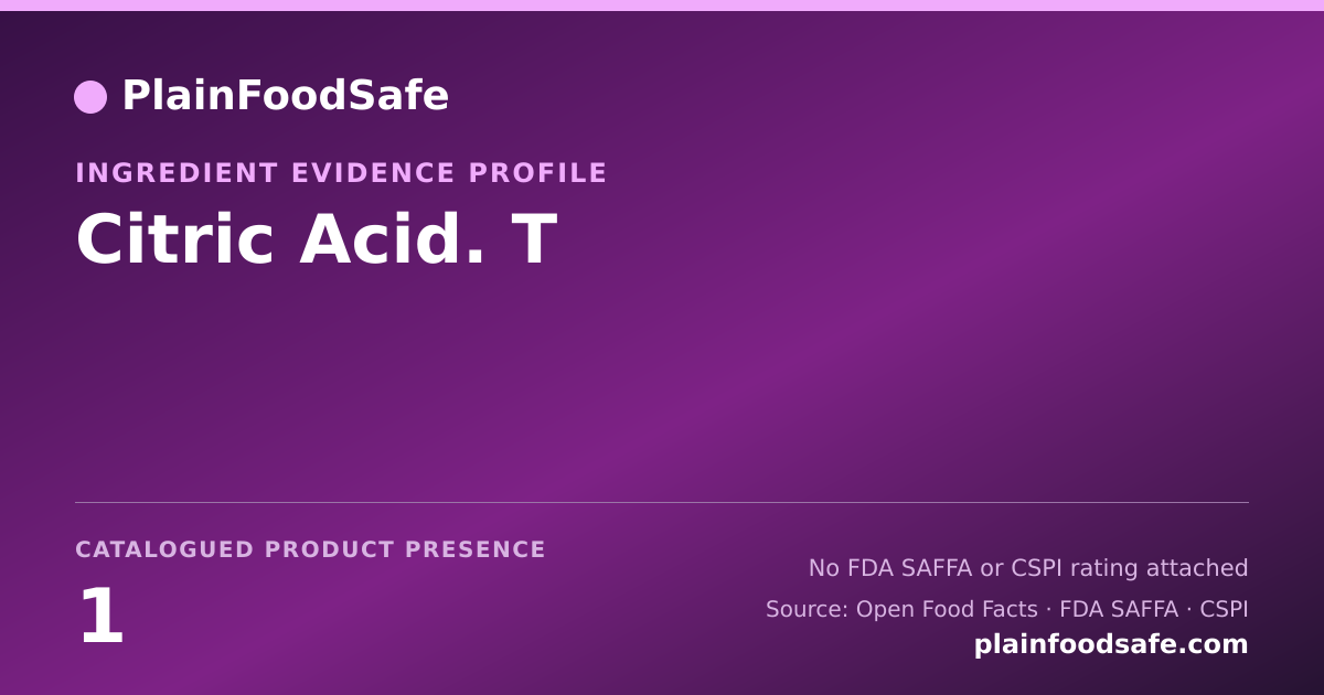 Share card for Citric Acid. T Food Ingredient Evidence Profile