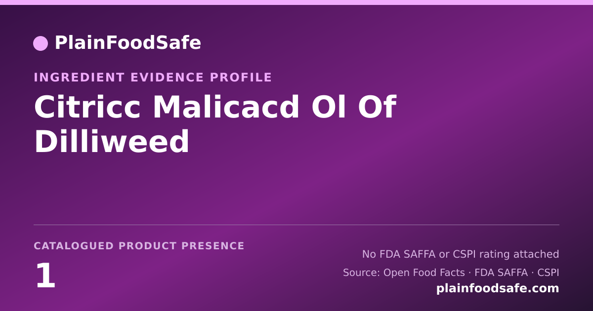 Share card for Citricc Malicacd Ol Of Dilliweed Food Ingredient Evidence Profile