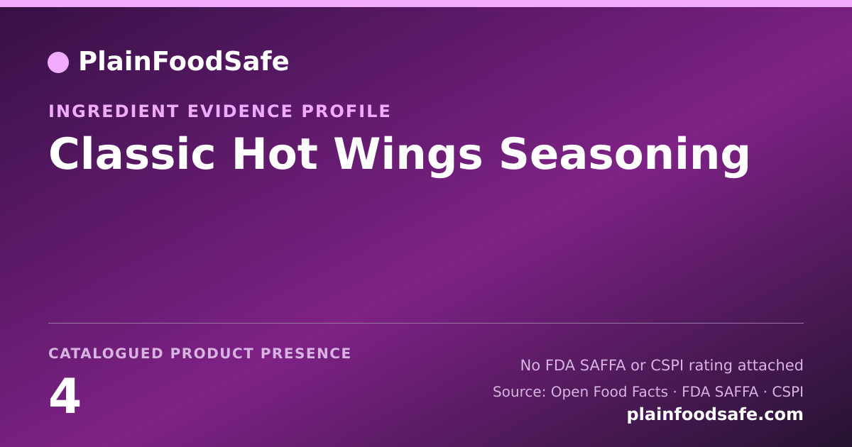 Share card for Classic Hot Wings Seasoning Food Ingredient Evidence Profile