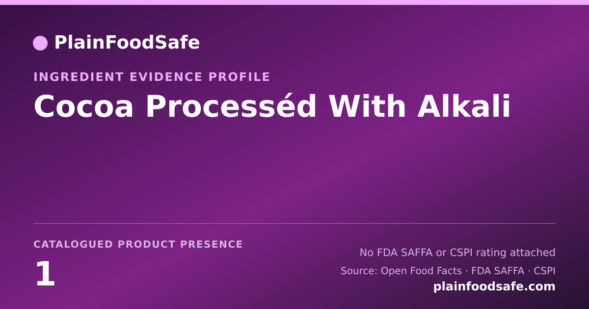 Share card for Cocoa Processéd With Alkali Food Ingredient Evidence Profile