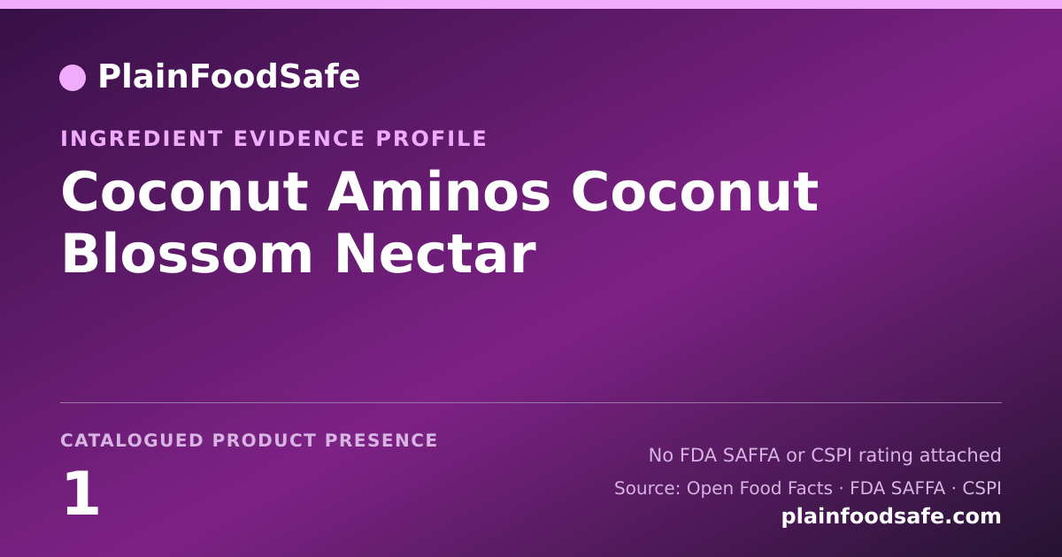 Share card for Coconut Aminos Coconut Blossom Nectar Food Ingredient Evidence Profile