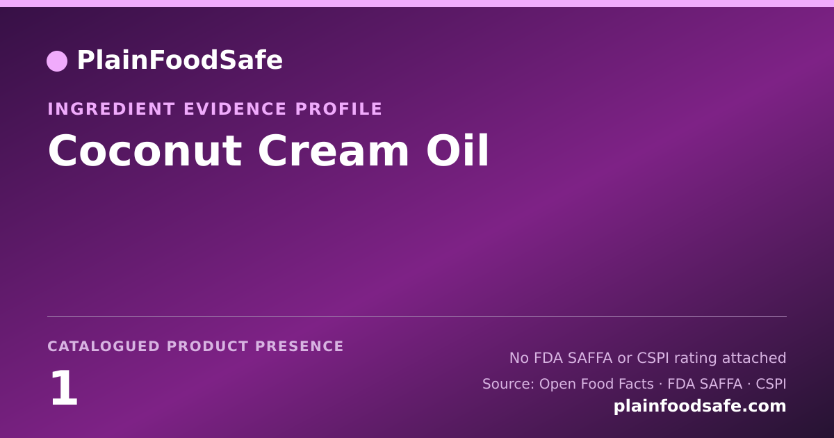Share card for Coconut Cream Oil Food Ingredient Evidence Profile
