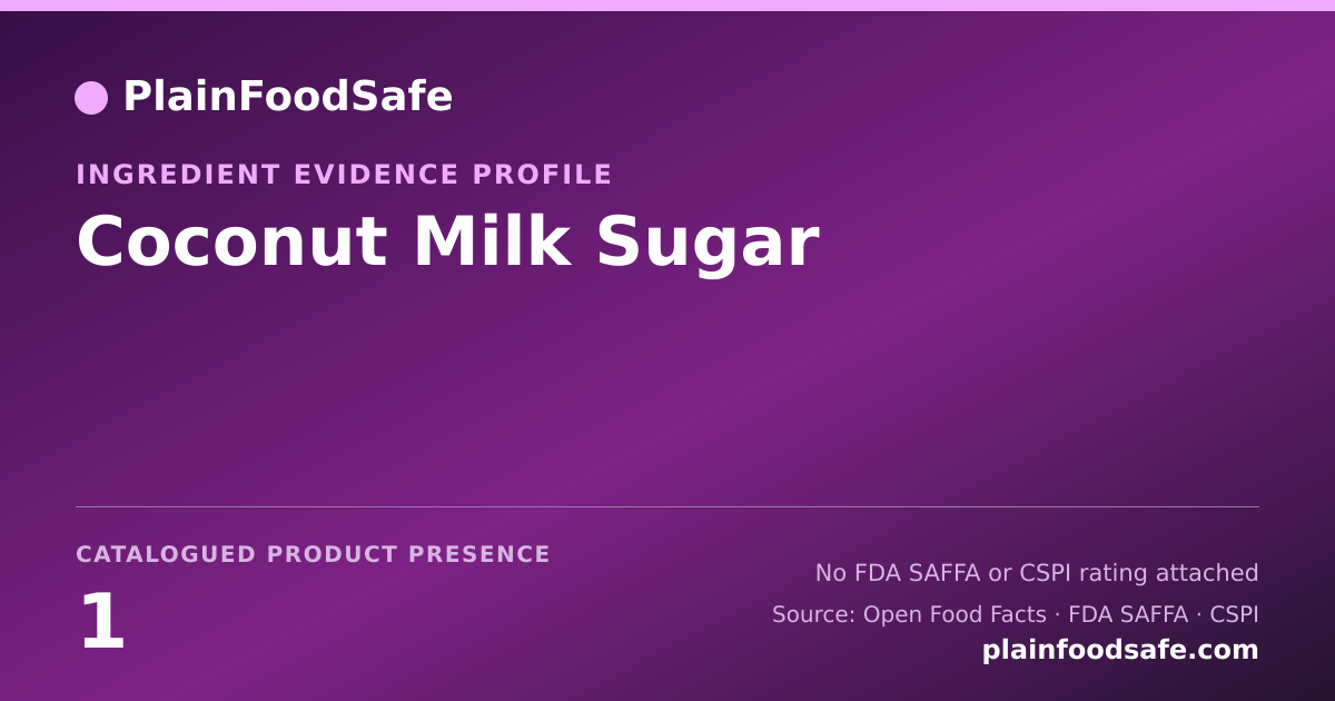 Share card for Coconut Milk Sugar Food Ingredient Evidence Profile