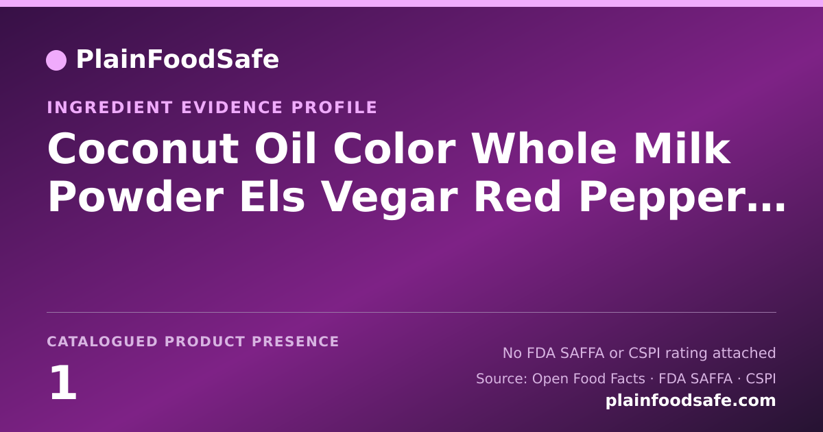 Share card for Coconut Oil Color Whole Milk Powder Els Vegar Red Pepper Salt Fat Dry Milk Food Ingredient Evidence Profile