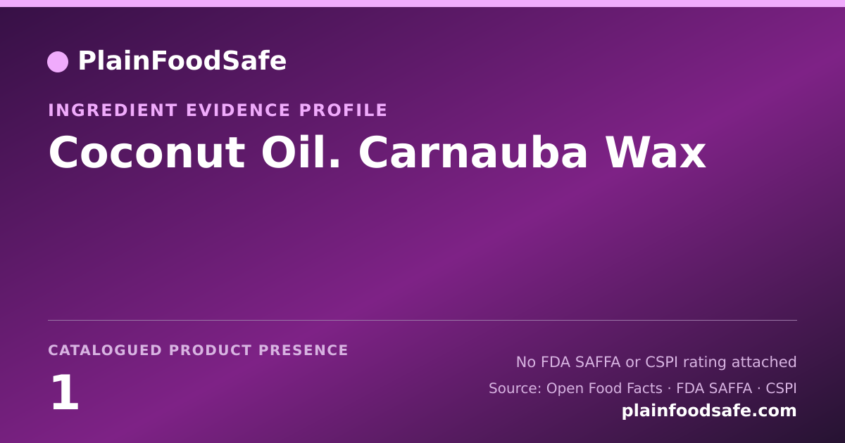 Share card for Coconut Oil. Carnauba Wax Food Ingredient Evidence Profile