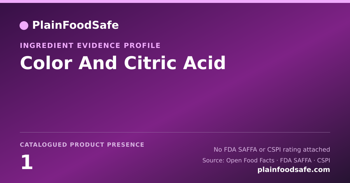 Share card for Color And Citric Acid Food Ingredient Evidence Profile