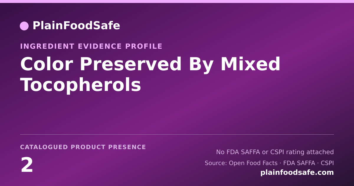 Share card for Color Preserved By Mixed Tocopherols Food Ingredient Evidence Profile