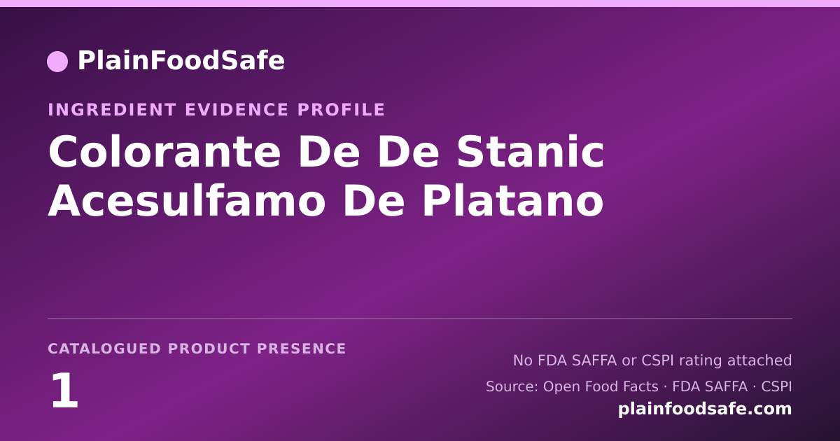 Share card for Colorante De De Stanic Acesulfamo De Platano Food Ingredient Evidence Profile