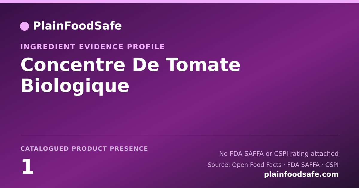 Share card for Concentre De Tomate Biologique Food Ingredient Evidence Profile