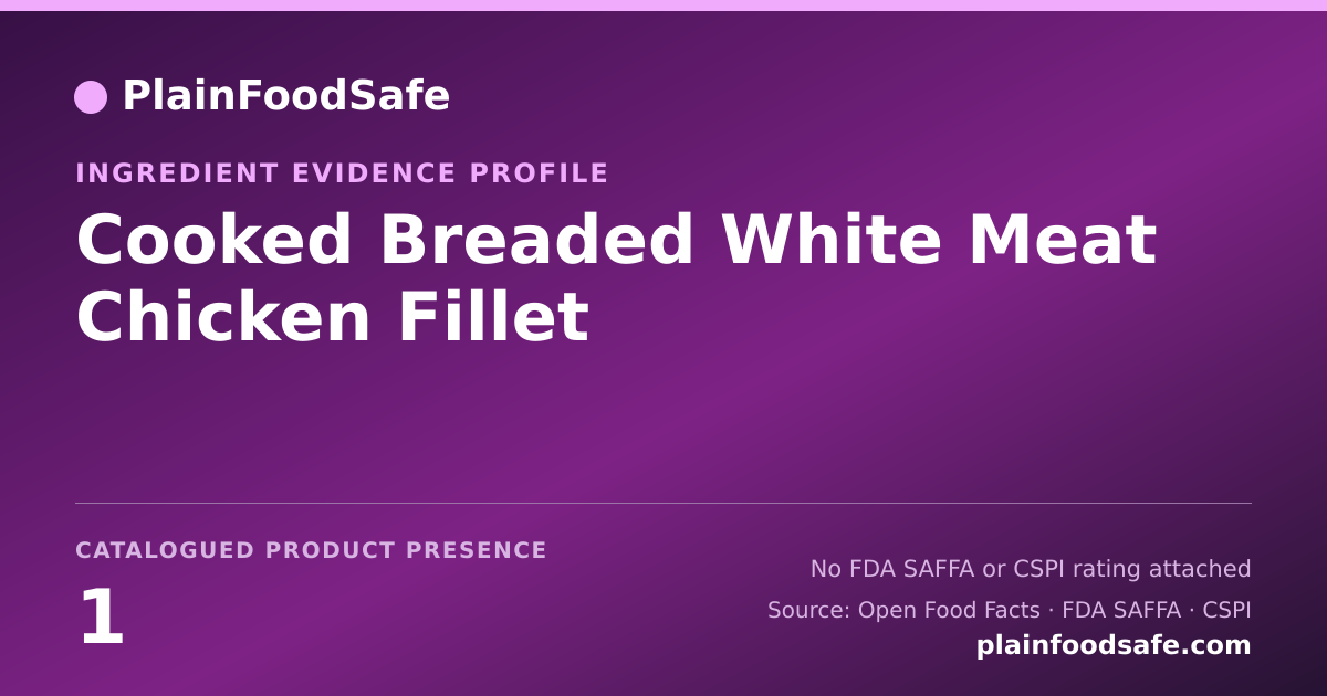 Share card for Cooked Breaded White Meat Chicken Fillet Food Ingredient Evidence Profile
