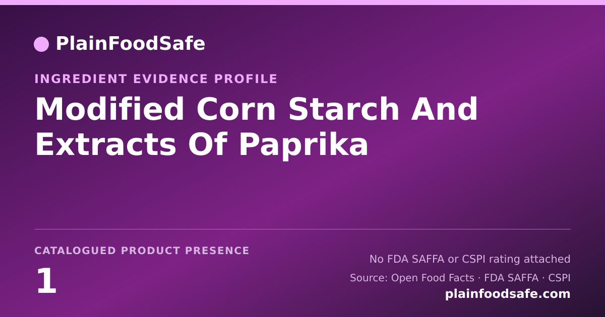 Share card for Modified Corn Starch And Extracts Of Paprika Food Ingredient Evidence Profile
