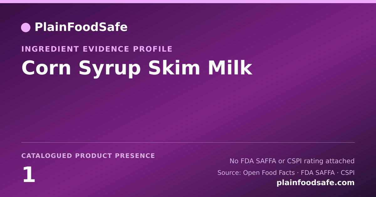 Share card for Corn Syrup Skim Milk Food Ingredient Evidence Profile