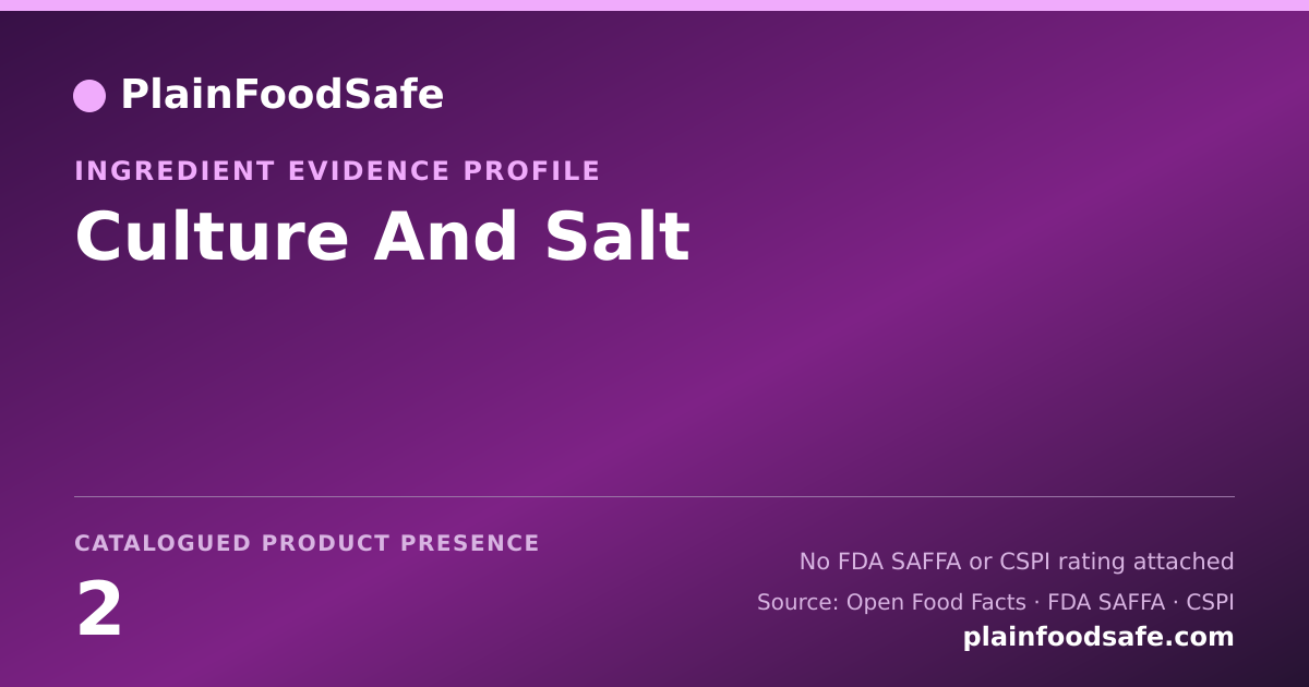 Share card for Culture And Salt Food Ingredient Evidence Profile