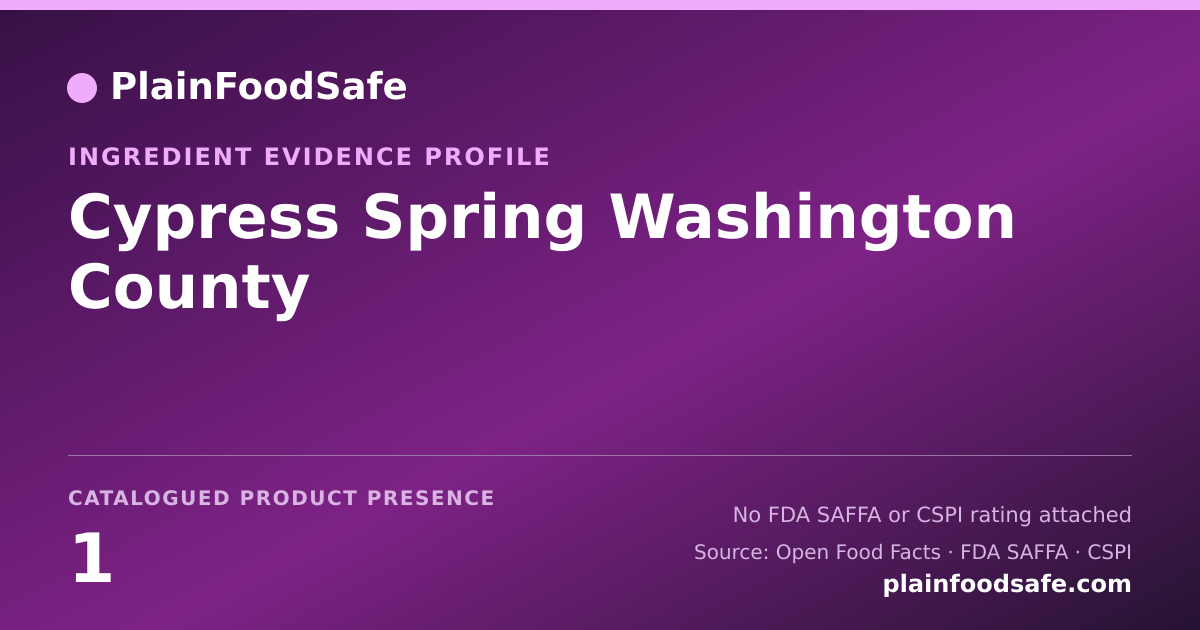 Share card for Cypress Spring Washington County Food Ingredient Evidence Profile