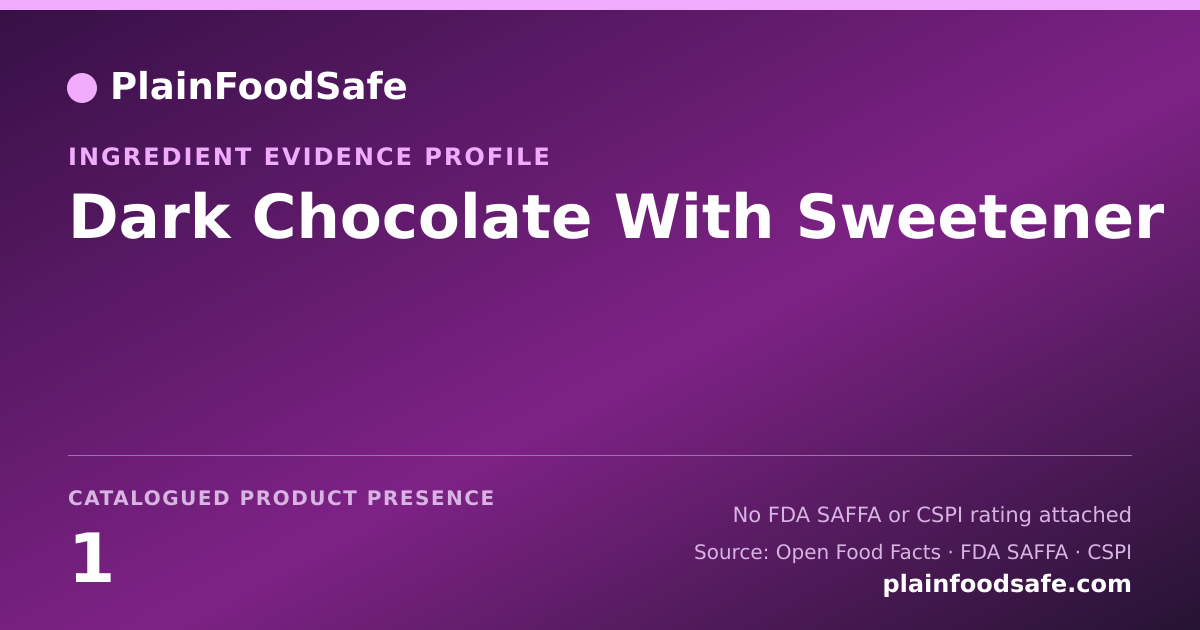 Share card for Dark Chocolate With Sweetener Food Ingredient Evidence Profile